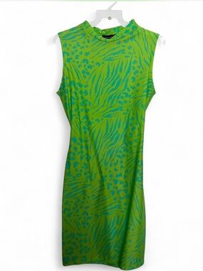Green Animal-Print Sleeveless Dress